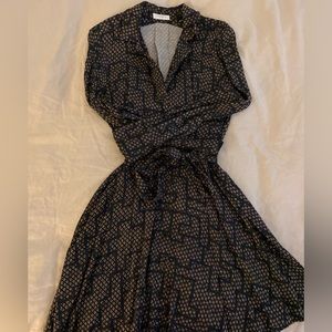 Equipment black silk fit & flare dress Size L